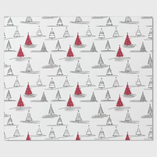 Red Christmas Tree Pattern#5 ID1009 Geschenkpapier (Flach)