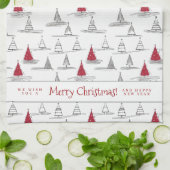 Red Christmas Tree Pattern#5 ID1009 Geschirrtuch (Gefaltet)