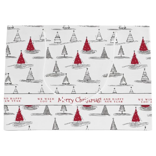 Red Christmas Tree Pattern#5 ID1009 Große Geschenktüte (Vorderseite)