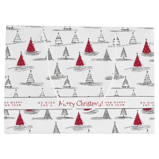 Red Christmas Tree Pattern#5 ID1009 Große Geschenktüte (Rückseite)