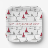 Red Christmas Tree Pattern#5 ID1009 Pappteller (Vorderseite)