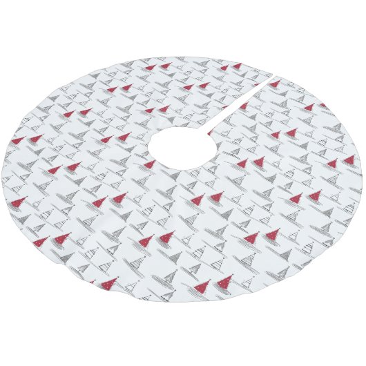 Red Christmas Tree Pattern#5 ID1009 Polyester Weihnachtsbaumdecke (Schrägansicht)