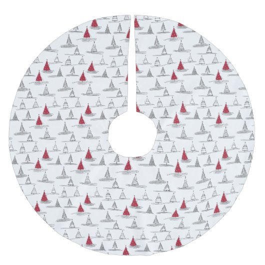 Red Christmas Tree Pattern#5 ID1009 Polyester Weihnachtsbaumdecke (Vorderseite)