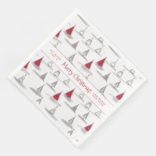 Red Christmas Tree Pattern#5 ID1009 Serviette (Ecke)