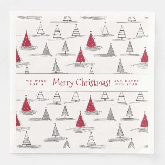 Red Christmas Tree Pattern#5 ID1009 Serviette (Vorderseite)