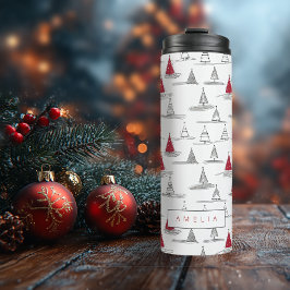Red Christmas Tree Pattern#5 ID1009 Thermosbecher