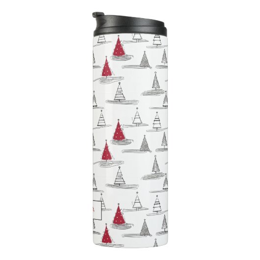 Red Christmas Tree Pattern#5 ID1009 Thermosbecher (Nach rechts gedreht)
