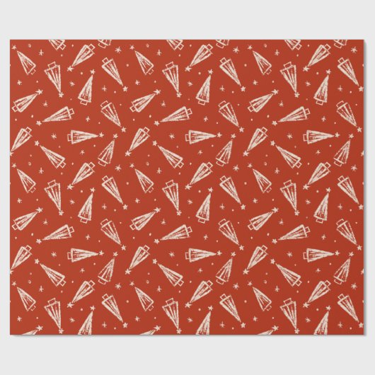Red Christmas Tree Pattern Geschenkpapier (Flach)