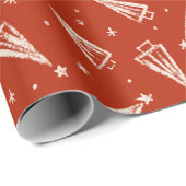 Red Christmas Tree Pattern Geschenkpapier (Rolleneckpunkt)