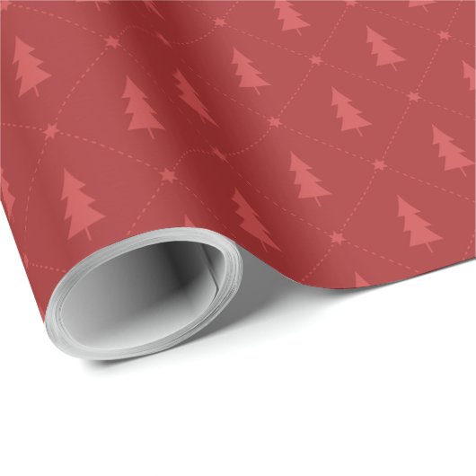 Red Christmas Tree Pattern Geschenkpapier (Rolleneckpunkt)