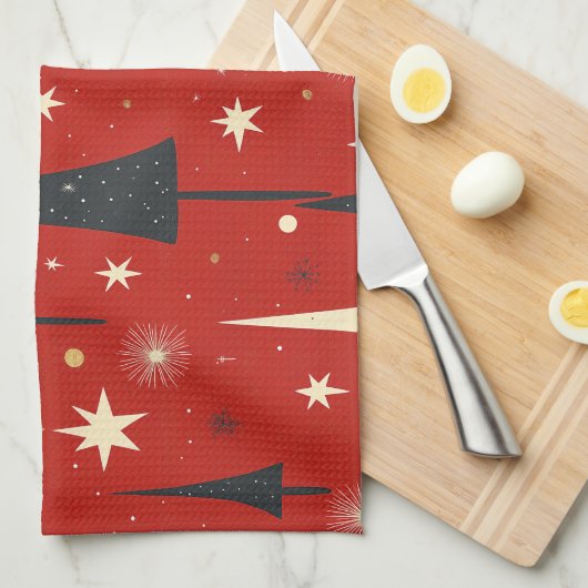 Red Christmas Tree Pattern Geschirrtuch (Viertel Falte)