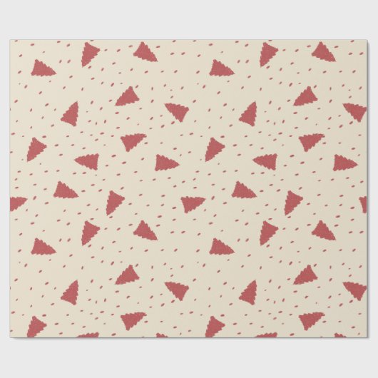 Red Christmas Tree Pattern | Minimal handGezeichne Geschenkpapier (Flach)