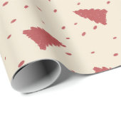 Red Christmas Tree Pattern | Minimal handGezeichne Geschenkpapier (Rolleneckpunkt)