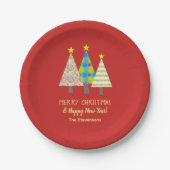 Red Christmas Tree Personalized Pappteller (Vorderseite)