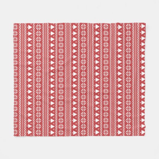 Red Christmas Tree Poinsettia Pattern Fleecedecke (Vorderseite (Horizontal))