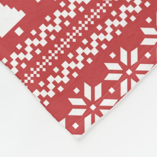 Red Christmas Tree Poinsettia Pattern Fleecedecke (Ecke)