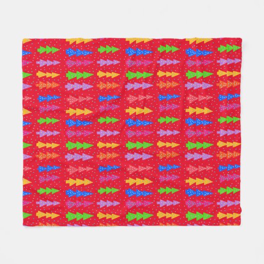 Red Christmas Tree Pop Art Fleecedecke (Vorderseite (Horizontal))