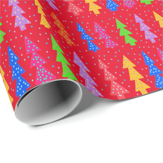 Red Christmas Tree Pop Art Geschenkpapier (Rolleneckpunkt)