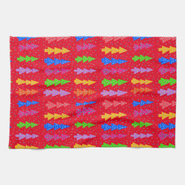 Red Christmas Tree Pop Art Geschirrtuch