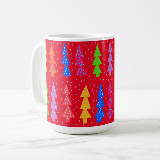 Red Christmas Tree Pop Art Kaffeetasse (Vorderseite Links)