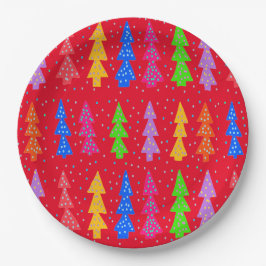 Red Christmas Tree Pop Art Pappteller