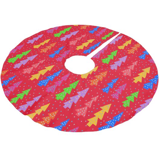 Red Christmas Tree Pop Art Polyester Weihnachtsbaumdecke (Schrägansicht)