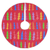 Red Christmas Tree Pop Art Polyester Weihnachtsbaumdecke (Vorderseite)