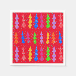Red Christmas Tree Pop Art Serviette