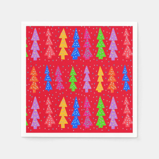 Red Christmas Tree Pop Art Serviette (Vorderseite)