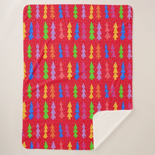 Red Christmas Tree Pop Art Sherpadecke (Vorderseite)