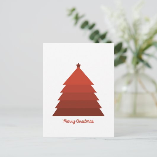 Red Christmas Tree Postcard Postkarte (Stehend Vorderseite)