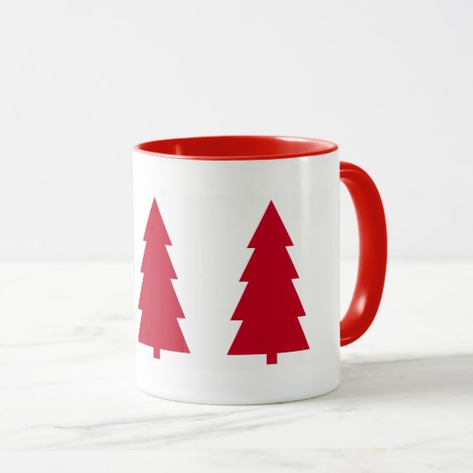 Red Christmas Tree Simple Minimal Tasse (VorderseiteRechts)