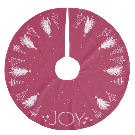 Red Christmas Tree Skirt Gold Stars Polyester Weihnachtsbaumdecke (Vorderseite)