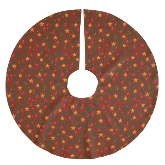 Red Christmas Tree Skirt - Klassisches Urlaubsmust Polyester Weihnachtsbaumdecke (Vorderseite)