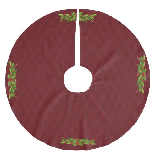 Red Christmas Tree Skirt Polyester Weihnachtsbaumdecke (Vorderseite)