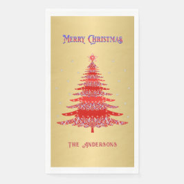 Red Christmas Tree Snowflakes Individuelle Name Go Serviette