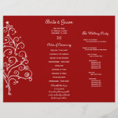 Red Christmas Tree Winter Tri Fold Wedding Program (Vorderseite)