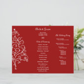 Red Christmas Tree Winter Tri Fold Wedding Program (Stehend Vorderseite)