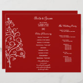 Red Christmas Tree Winter Tri Fold Wedding Program (Vorne/Hinten)