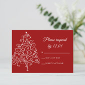 Red Christmas Tree Winter Wedding UAWG RSVP Karte (Stehend Vorderseite)