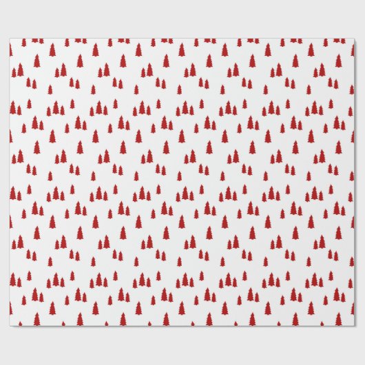 Red Christmas Tree Wrapping Paper Geschenkpapier (Flach)