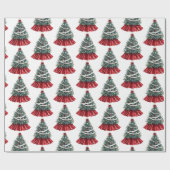 Red Christmas Trees Geschenkpapier (Flach)
