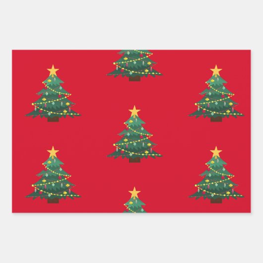 Red Christmas Trees Geschenkpapier Set (Vorderseite 3)