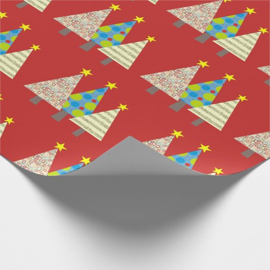 Red Christmas Trees Gift Geschenkpapier (Ecke)