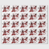 Red Christmas Trees Pattern Geschenkpapier (Flach)