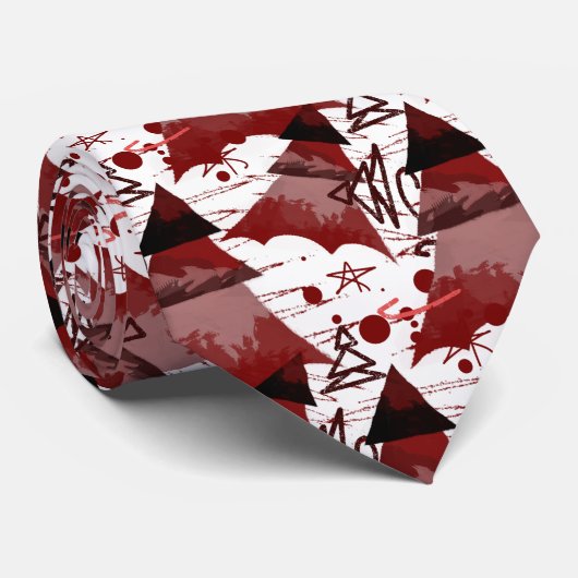 Red Christmas Trees Pattern Krawatte (Gerollt)