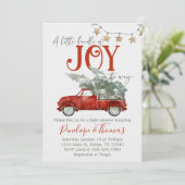Red Christmas Truck Baby Shower Einladung (Stehend Vorderseite)