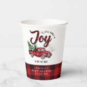 Red Christmas Truck Bundle of Joy Baby Shower Pappbecher (Rückseite)