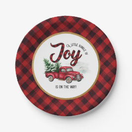 Red Christmas Truck Bundle of Joy Baby Shower Pappteller