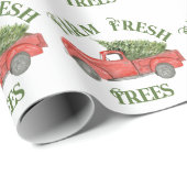 Red Christmas Truck Farm Frische Bäume Geschenkpapier (Rolleneckpunkt)